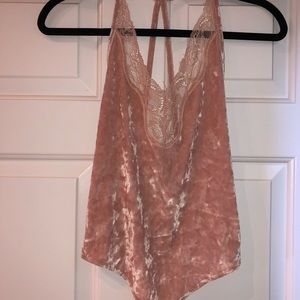 Light pink velvet bodysuit